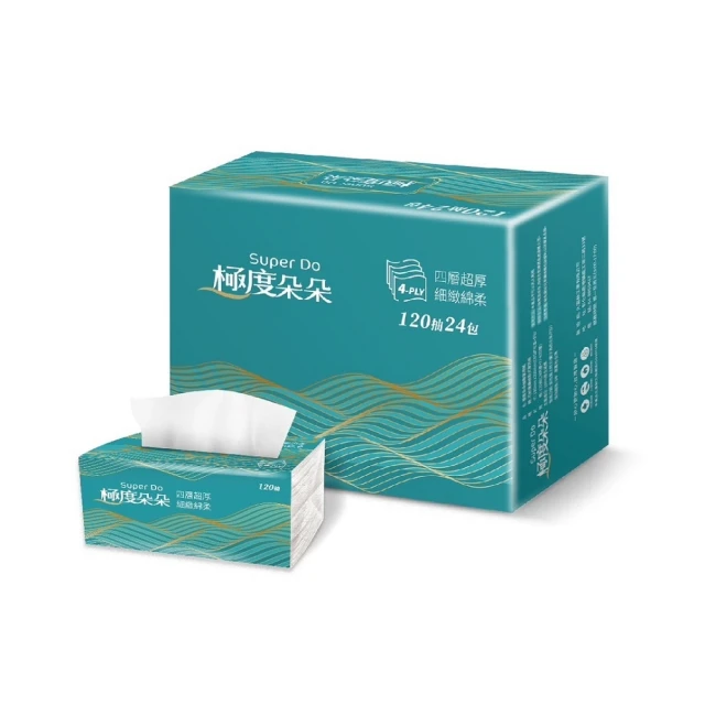 Superpure 極度淳 Super Do極度朵朵 四層超厚柔抽取式花紋家用紙120抽72包/箱X2