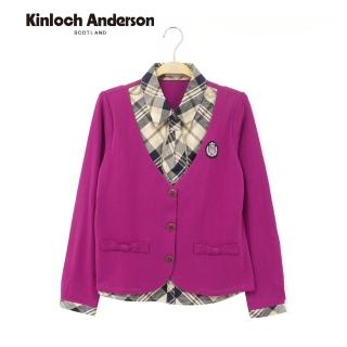 【Kinloch Anderson】格紋立領背心假兩件長袖上衣 金安德森女裝(KA0475106)