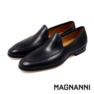 【NAGASHIRO永城皮鞋】MAGNANNI西班牙真皮手工素面裙飾樂福鞋 黑色(23783-BL)