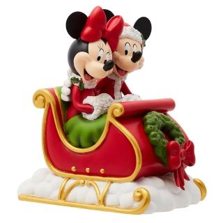 【Enesco】精品家飾 Disney 迪士尼 米奇和米妮乘坐聖誕雪橇居家擺飾