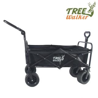 【TreeWalker】可煞車露營手拉車、四輪推車-超值組合(推車+推桿)