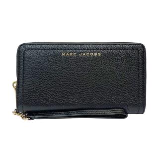 【MARC JACOBS 馬克賈伯】簡約黑MJ logo鵝卵石皮革手拿拉鍊長夾(S130L01RE22-001)