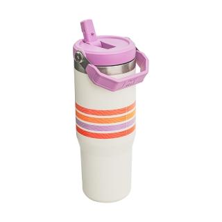 【Stanley】IceFlow 手提吸管杯 VARSITY經典美式校園風 0.88L /條紋紫(10-09993-657)