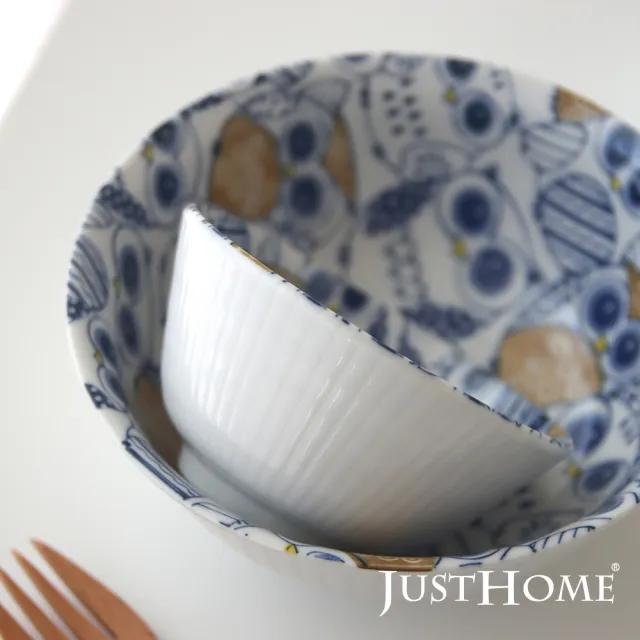 【Just Home】日本製貓頭鷹陶瓷12件碗盤餐具組(日本製 碗 盤 湯盤 餐具)