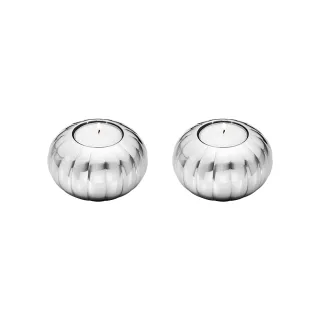 【Georg Jensen 官方旗艦店】BERNADOTTE 餐燭臺 二件組(鏡面拋光不銹鋼)