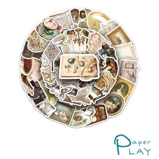 【Paper Play】創意多用途防水貼紙-INS風懷舊復古物件 50枚入(防水貼紙 行李箱貼紙 手機貼紙 水壺貼紙)
