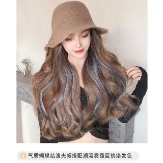 【巴黎精品】現貨+預購 女假髮帽子長假髮透氣假髮片輕量隱形增髮量假髮接髮(漁夫帽挑染長捲髮3款a1hr14)