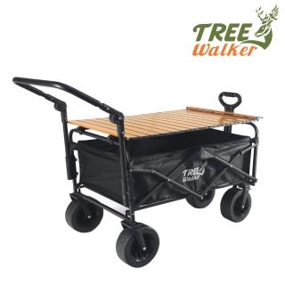 【TreeWalker】可煞車露營手拉車、四輪推車-超值組合(推車+桌板+推桿)