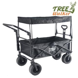 【TreeWalker】可煞車露營手拉車、四輪推車-超值組合(推車+頂棚+推桿)