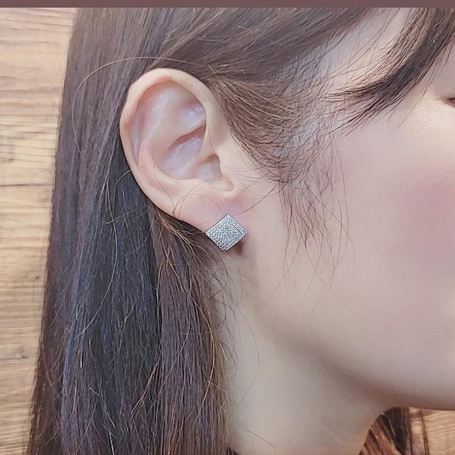 【焦糖小姐 Ms caramelo】925純銀鍍18K 鋯石耳環(方型鋯石耳環)