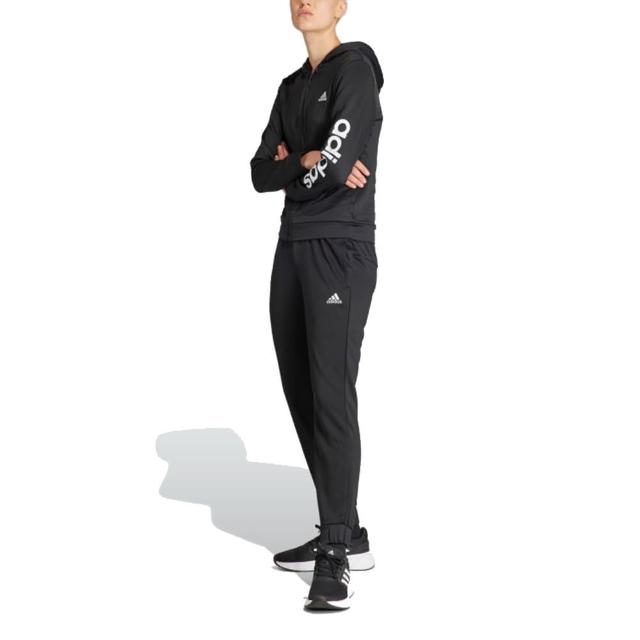 【adidas 愛迪達】運動套裝 連帽外套+長褲 W LINEAR TS 女 - HZ2258