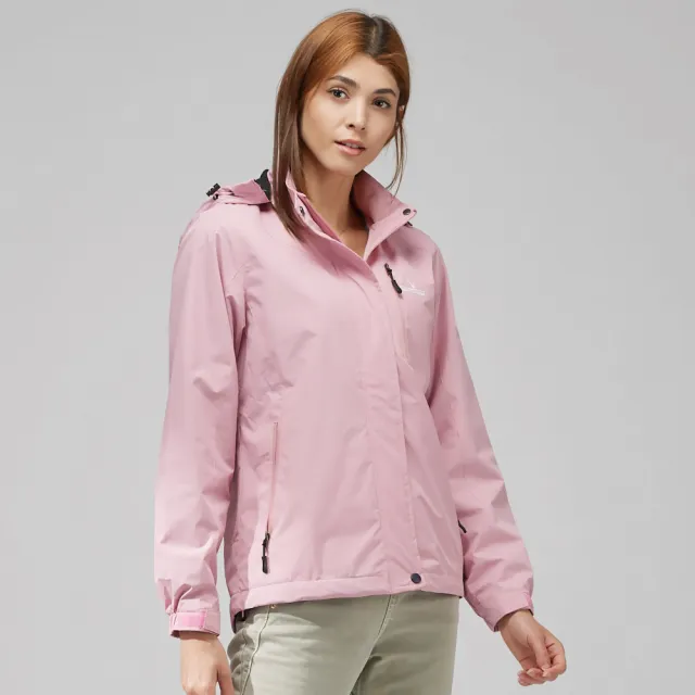【Emilio Valentino 范倫鐵諾】女款  輕量 防風 防潑水 可拆式 連帽 衝風 風衣 外套_粉色(22-4K8262W)