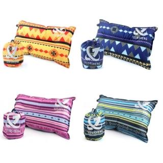 【May shop】兩入組 戶外民族風自動充氣枕頭午休睡枕(免打氣 自動充氣)