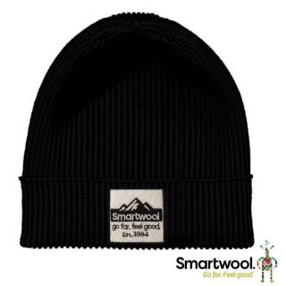 【SmartWool】Logo美麗諾羊毛保暖毛帽. 雙面針織羊毛帽.保暖帽.遮耳帽(SW011493-001 黑色)