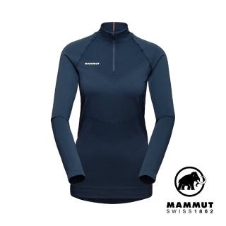 【Mammut 長毛象官方直營】Trift Half Zip LSW 羊毛混紡立領拉鍊長袖排汗衣 海洋藍 女款 #1016-01060