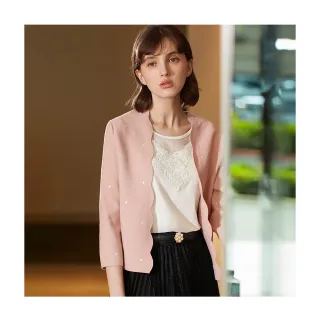 【en-suey 銀穗】花瓣造型門襟線衫外套-女