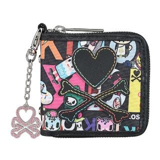 【TOKIDOKI】TOKIDOKI 黑色LOGO日系卡通圖案尼龍拉鍊短夾(黑x彩)