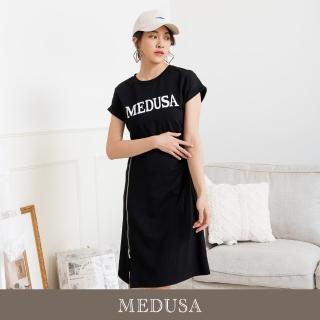【MEDUSA 曼度莎】現貨-MEDUSA 銀拉鍊嫘縈休閒洋裝（M-XL）｜涼感嫘縈 短洋裝(305-75406)