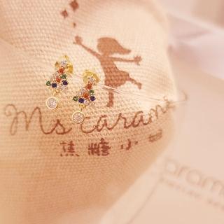 【焦糖小姐 Ms caramelo】925純銀鍍K黃 彩色鋯石耳環(星星耳環)