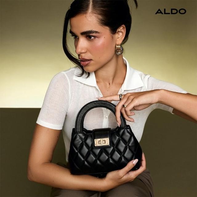 【ALDO】ELIOTTA-精緻復古菱格紋手提斜背包(黑色)