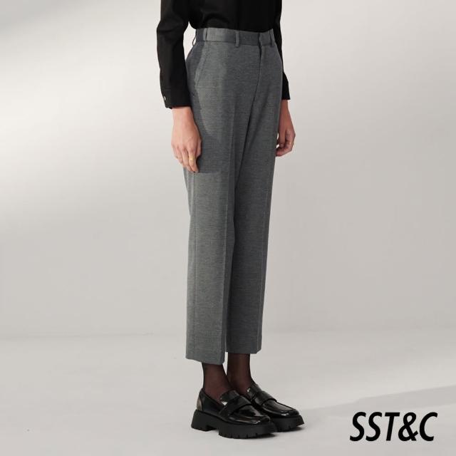 【SST&C】深藍菱紋彈力針織修身西裝褲01022409003(換季65折)