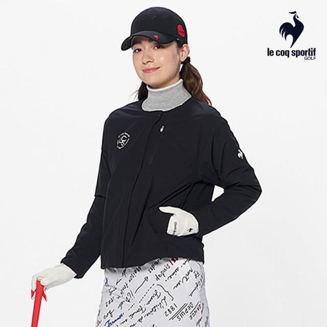 【LE COQ SPORTIF 公雞】高爾夫系列 女款黑色素面百搭機能防風外套QLU6J601