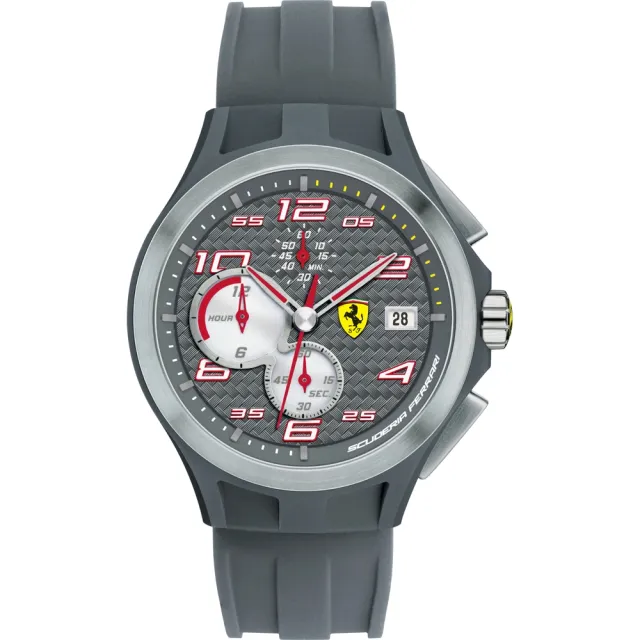 【Ferrari 法拉利】急速時尚風黑鋼膠帶腕錶(0830076)