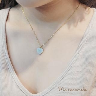 【Ms caramelo 焦糖小姐】愛心天河石項鍊(306不鏽鋼 Stainless steel)