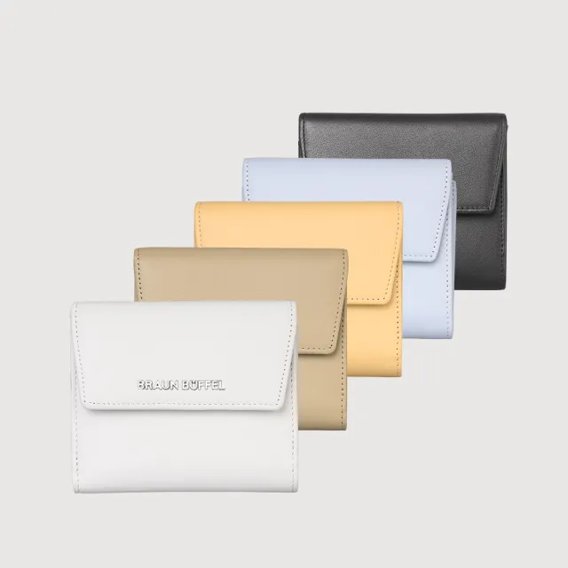 【BRAUN BUFFEL 德國小金牛】薇拉-A 8卡兩折短夾-淺棕色(BF850-404-CR) 錢包送禮推薦