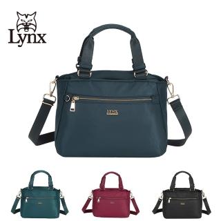 【Lynx】美國山貓輕量尼龍布包多隔層機能兩用包 手提/斜背(藍/綠/紅/黑)
