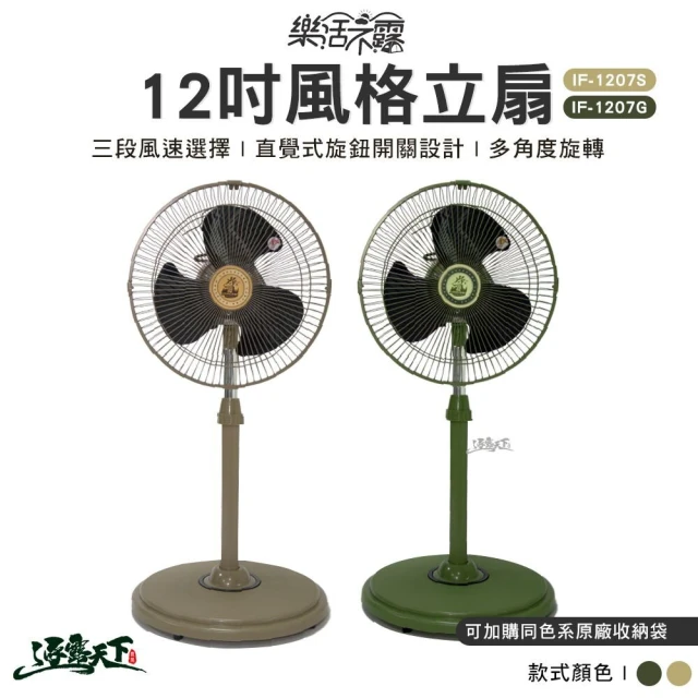 樂活不露 12吋風格立扇 IF-1207(電風扇 直立式風扇 工業扇 風扇 露營 逐露天下)