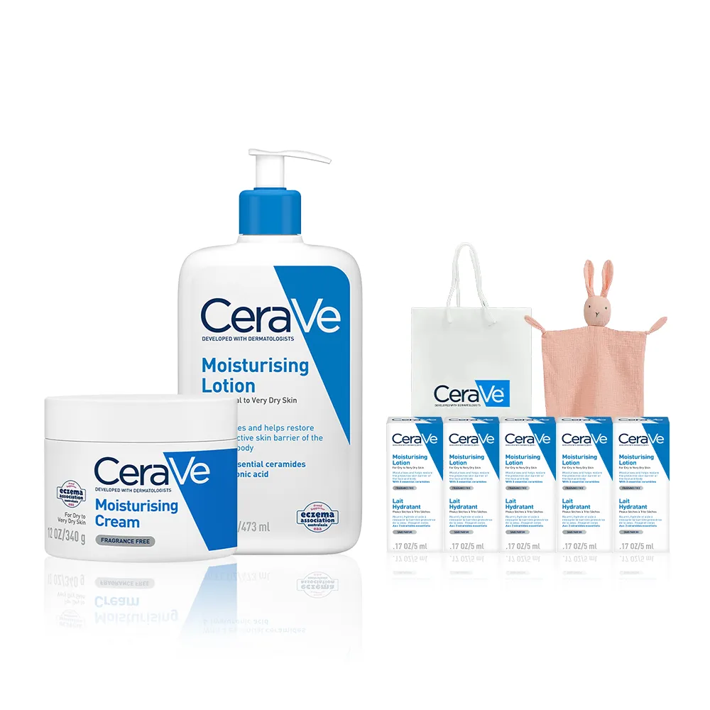 【CeraVe 適樂膚】momo獨家彌月超值組★長效清爽保濕乳+長效潤澤修護霜