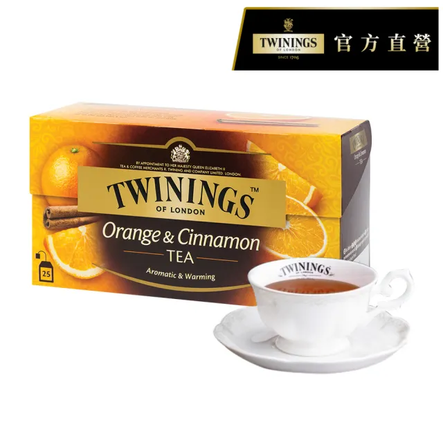 【Twinings 唐寧茶】調味茶包 25包x1盒(四紅果茶/沁心薄荷/香甜蜜桃/香橙肉桂/異國香蘋)