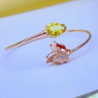 【勝弘珠寶】多明尼加藍珀蝴蝶手環-戒面