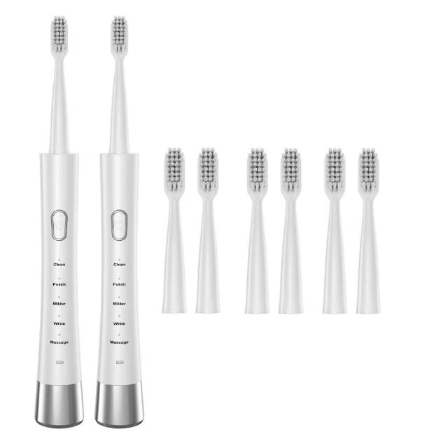 【日本AWSON歐森】充電式音波震動電動牙刷/AWD-1013(超值組合-雙主機&共6 支刷頭)