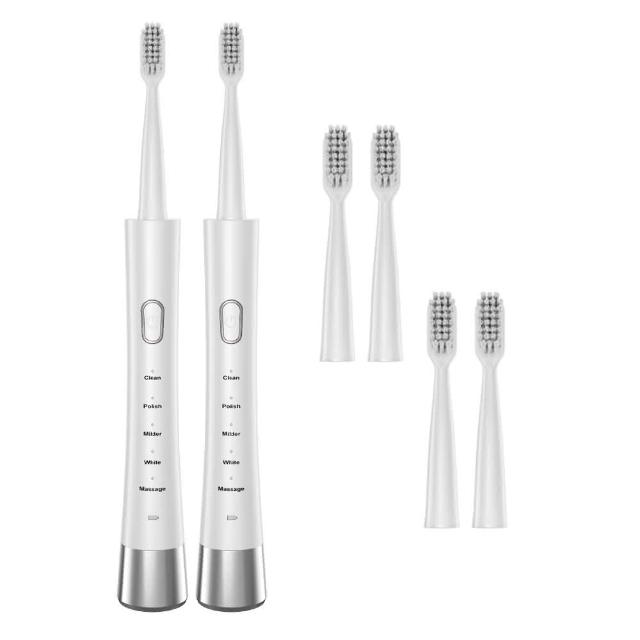 【日本AWSON歐森】充電式音波震動電動牙刷/AWD-1013(超值組合-雙主機&共4 支刷頭)