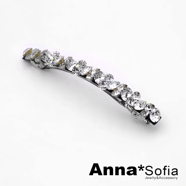 【AnnaSofia】髮夾髮飾彈簧夾公主夾-璃鑽長一字 現貨(白鑽系)