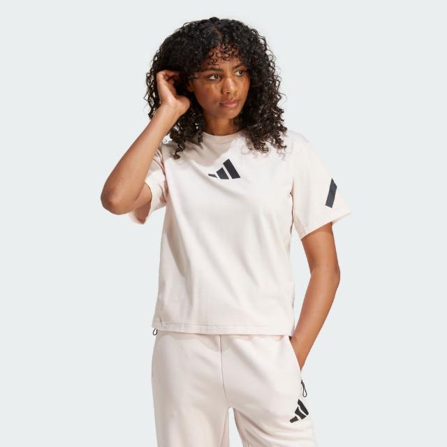 【adidas 愛迪達】上衣 女款 短袖上衣 運動 W Z.N.E. TEE 粉 JF4781