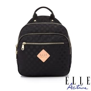 【ELLE active】波卡圓點系列-防盜 小後揹包-黑色