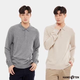 【Hang Ten】男裝-喀什米爾混紡POLO領毛衣(多色選)