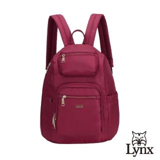 【Lynx】美國山貓輕量尼龍布包多隔層機能後揹包 手提/雙肩(紅色)