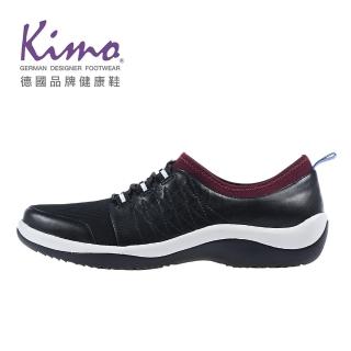 【Kimo】萊卡羊皮運動風舒適懶人平底休閒鞋 女鞋(皮革黑 KBDSF122083)