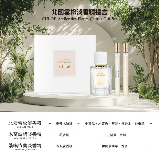 【Chloe’ 蔻依】仙境花園系列 北國雪松/木蘭詩語 淡香精禮盒(國際航空版_50ml+10ml+10ml)