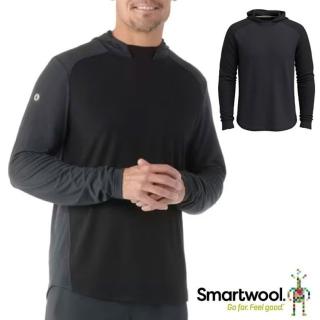 【SmartWool】男 美麗諾羊毛運動型網眼連帽長袖.連帽T恤.休閒運動上衣(SW002295-001 黑色)
