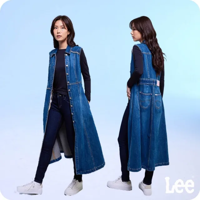 【Lee】女裝 牛仔洋裝 / 牛仔背心洋裝 中藍洗水(LB418006245)