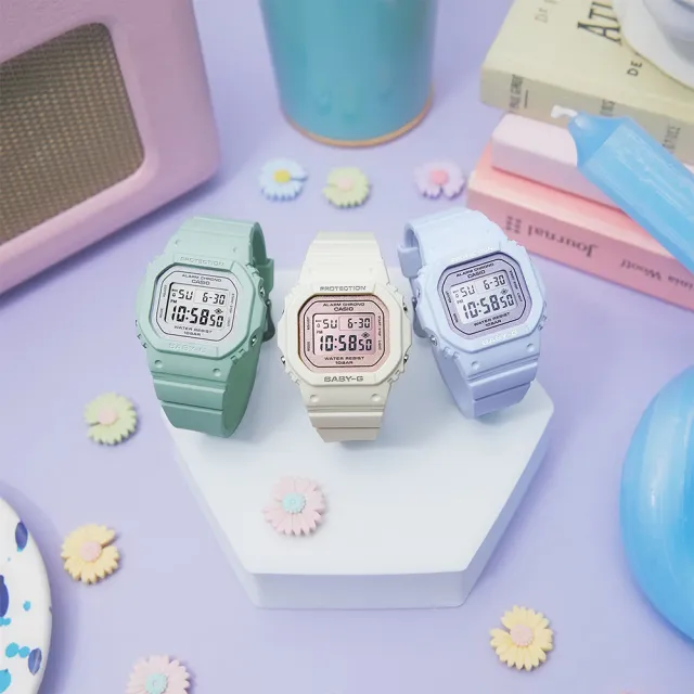 【CASIO 卡西歐】BABY-G 春日色彩珠光面電子手錶-紫丁香色 禮物 開學(BGD-565SC-2/速)