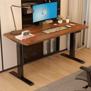 【MGSHOP】電動升降桌 160CM 電腦桌 辦公桌 書桌 兒童升降桌(雙機芯 楠洋楹木款)