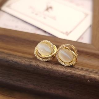 【焦糖小姐 Ms caramelo】夾式耳環(鋯石&貓眼石耳環)