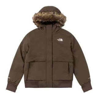 【The North Face 官方旗艦】北面女款棕色DryVent防水透氣保暖連帽羽絨外套｜83SV1OI