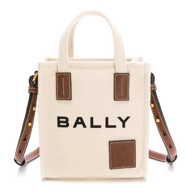 【BALLY】雙11 AKELEI帆布可斜背迷你托特包（米白）